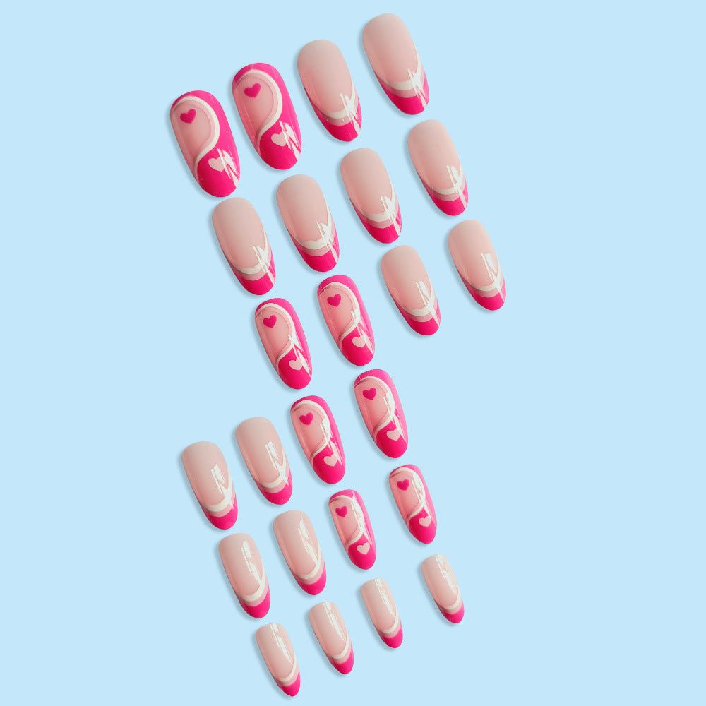 Wholesale French Pink White Color Matching Love Heart Nail Stickers